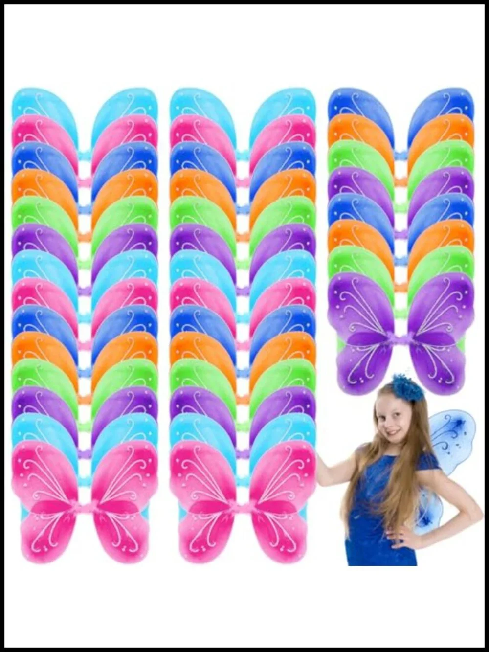 36pcs Fairy Wings Kids Butterfly Costume Dress Up Party Favor Elastic Straps